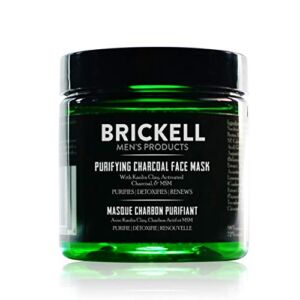 Brickell Men’s Purifying Charcoal Face Mask Skin Care Product, Natural and Organic Activated Charcoal Facial Mask With Detoxifying Kaolin Clay, 4 Ounce, Unscented