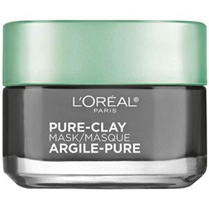 L’Oreal Paris Skincare Pure Clay Face Mask with Charcoal for Dull Skin to Detox & Brighten Skin, Clay Mask, at home face mask, 1.7 oz.