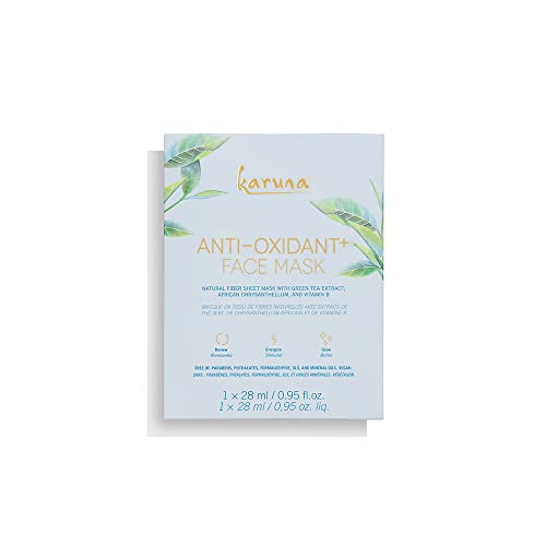 Karuna Antioxidant+ Face Mask Sheets, Facial and Beauty Skin Care Essential to Renew, Energize and Put a Hydrating Glow on Dry, Tired Skin, Contains Green Tea Extract and Vitamin B (1 Sheet) | The Storepaperoomates Retail Market - Fast Affordable Shopping