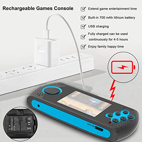Kids Handheld Games 16 Bit Retro Games Console Built-in 230 HD Games 3 Inch Large Screen Video Games Player Rechargeable Electronic Games Machine Gift for Kids Ages 4-12 (Blue) | The Storepaperoomates Retail Market - Fast Affordable Shopping