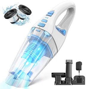 Handheld Vacuum Cordless, Mini Car Hand Held Vacuum with Powerful Suction, Portable Hand Vacuum Rechargeable with LED Light for Pet Hair Keyboard Dust Office and Home Cleaning