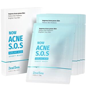 ZealSea Face Sheet Mask, 5 Pack Anti-Acne Face Mask, Face Mask Skin Care for Sensitive Soothing, Pore Cleansing, Moisturizing, Brightening, Firming, Beauty Mask for All Skin Type