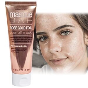 masque BAR Rose Gold Foil Facial Peel Off Mask (70ml/Tube) — Korean Beauty Face Skin Care Treatment — Clarifies, Treates Pores, Detoxifies — Improves Complexion, Makes Skin Look More Glowing & Bright