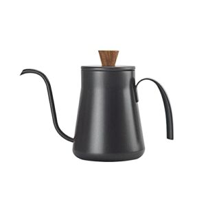 FENINCAFE 400ml Coffee drip kettle – Pour Over Coffee Maker Tea Kettle – Gooseneck Kettle Coffee Pot (with wooden cover)