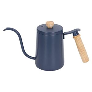 Pour Over Coffee Maker, Coffee Pour Over Kettle Wooden Handle Even Heating 304 Stainless Steel 600ml Capacity Gooseneck Spout for Water(Blue)