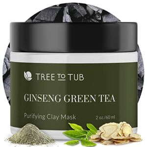Tree To Tub Bentonite Clay Face Mask for Dry, Oily, Sensitive Skin – Exfoliating & Pore Cleansing Activated Charcoal Mud Mask for Women & Men, Moisturizing Facial Mask w/ Vitamin C, Green Tea, Pumpkin