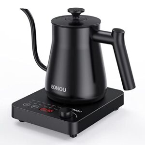 eonou Pour Over Coffee Maker and Tea Pot, Electric Gooseneck Kettle Stainless Steel, Quick Heating, Matte Black, Handle, 0.8 Liter