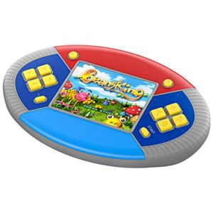 TEBIYOU Handheld Game Console for Kids with Buid in 218 Puzzle Leisure Video Games Portable Rechargeable Oval Colorful Gamming System with 3.0” LCD Boys Girls Birthday Christmas Party Gift (Gray)