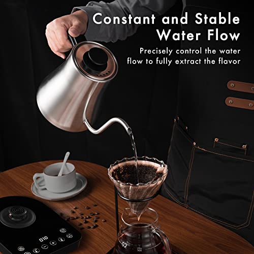 KYERLISH Electric Gooseneck Kettle 1.0L Temperature Control, Pour Over Kettle with 6 Variable Presets & Built-in Timer, 100% Stainless Steel Gooseneck Coffee Kettle & Tea Kettle, 1200W Quick Heating | The Storepaperoomates Retail Market - Fast Affordable Shopping