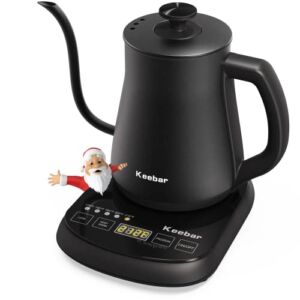 Electric Gooseneck Kettle, Pour Over Kettle & Tea Kettle with 5 Variable Temperature Presets, 304 Stainless Steel, LCD Touch Screen, 1000 Watt Quick Heating, 0.8L, Matte Black, XH-ZCQ07B-B