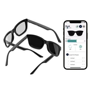 Ampere Dusk App-enabled Tint Adjustable Sunglasses, Smart Sunglasses with Open Ear Audio, Electrochromic, Polarized Lenses, Voice Assistant, Music, Calls (Black)
