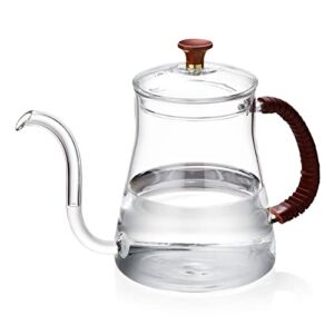 Pour Over Kettle,Gooseneck Kettle for Drip Coffee,Tea Kettle for Stove Top,500ml/17oz Glass Coffee Kettle with Lid,Water Kettle,Coffee Pot