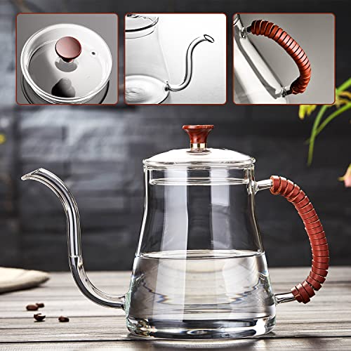 Pour Over Kettle,Gooseneck Kettle for Drip Coffee,Tea Kettle for Stove Top,500ml/17oz Glass Coffee Kettle with Lid,Water Kettle,Coffee Pot | The Storepaperoomates Retail Market - Fast Affordable Shopping