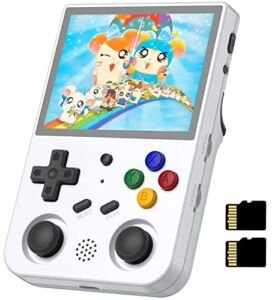 ANBERNIC RG353V Handheld Game Console Support Dual OS Android 11+ Linux, 5G WiFi 4.2 Bluetooth RK3566 64BIT 64G TF Card 4450 Classic Games 3.5 Inch IPS Screen 3500mAh Battery (RG353V White)