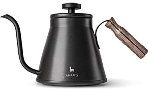 Gooseneck Kettle – AMPATO Pour Over Kettle with Thermometer – Barista Quality – Triple Layered Stainless Steel Bottom for Drip Coffee and Tea Brewing on all Stovetops – 36 floz