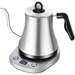 HOMOKUS Electric Gooseneck Kettle with Temperature Control – Pour Over Kettle for Coffee and Tea with 6 Temp Presets – 100% Stainless Steel Inner – 1000W Rapid Heating – 0.8L