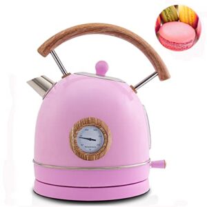 Electric Tea Kettle, 1.7Liter Stainless Steel Tea Kettle Hot Water Boiler with Thermometer, BPA Free, SMOLON 1500W Pour-Over Kettle Teapot with LED Indicator Auto Shut-Off & Boil-Dry Protection, Pink