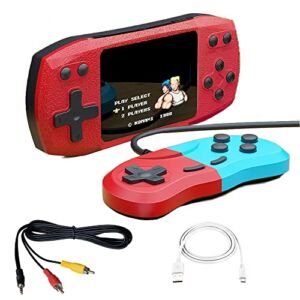 Acuvar Retro Handheld Video Game Console with 620 Classic Games, Micro USB Rechargeable, 3 Inch LCD Screen, MultiPlayer and TV Support. Includes TV Connection and Extra Remote for Boys Girls (Red)