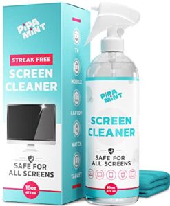 Screen Cleaner Spray, Safe & Streaks Free, TV Screen Cleaner, Computer Screen Cleaner, for MacBook, Laptop, iPad, Phone, Car Screen Cleaner, Smart TV, Monitors, Computer Cleaner | XL Microfiber Cloth
