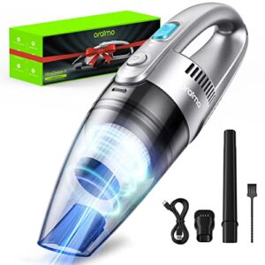 Oraimo Handheld Vacuum Cordless, Lightweight Hand Held Vacuum, Rechargeable Hand Vacuum with 3.5H Fast-Charge for Home Car Upholstery Pet Hair Dust Gravel Crumbs Stairs Cleaning, Silver
