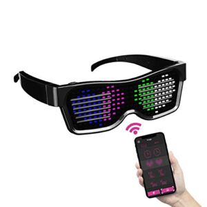 ACALEPH Customizable LED Light Up Glasses with Bluetooth for Parties,Festivals,Flashing Display DIY Text Messages,Animation,Control by APP, Gift for Women,Men(Colour Light)