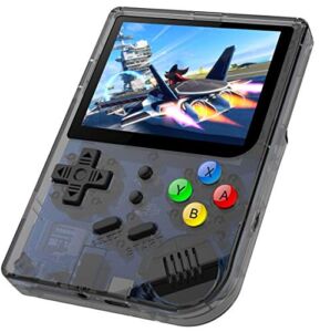 RG300 Handheld Game Console , Retro Game Console with Open Linux System Built-in 5000 Classic Game Console 3 Inch IPS Screen Portable Video Game Console (Transparent Black)