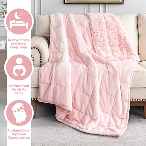 Weighted Blanket Queen Size 15lbs, Cottonblue Sherpa Flannel Weighted Blanket for Adults, Fuzzy Soft Sherpa Flannel Weighted Blanket Throw, Cozy Plush Blanket for Sofa Bed, 60 x 80 inches, Blush Pink | The Storepaperoomates Retail Market - Fast Affordable Shopping