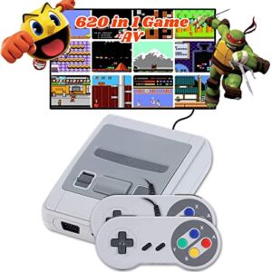 Classic Retro Game Console, 8-Bit Gaming System, Built-in 620 Video Games and 2 Classic Controllers, AV Output Video Games for Ideal Gift for Kids and Adults