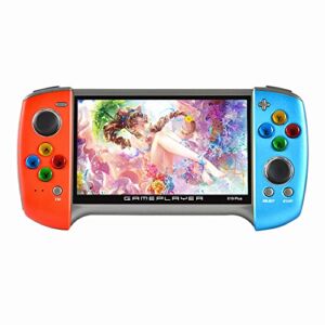 HLF Creative 5.1-inch Handheld Game Console Ergonomic Design Good Grip Built-in 9000 Game/9 Kinds of Arcade simulators Game can be archived Video Music e-Book DV/DC AV-Out Voice recorde (Redblue)