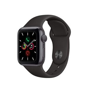 Apple Watch Series 5 (GPS, 40MM) – Space Gray Aluminum Case with Black Sport Band (Renewed)