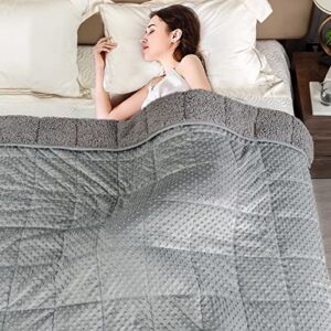 Kivik Weighted Blanket 15 lbs for Adult,Minky Fleece Weighted Throw Full Size,Fuzzy Sherpa Heavy Blanket for Couch,Silver Grey 60×80 Inches