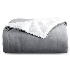 BEDSURE Sherpa Fleece Blankets Twin Size – Grey Thick Fuzzy Warm Soft Twin Blanket for Bed, 60×80 Inches