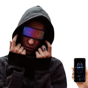 LED Smart Glasses Full Color Luminous Glasses Bluetooth APP Connected Control and DIY/Text/Graffiti/Animation/Rhythm mode for Adults, Concerts, Festivals, Raves,Gifts