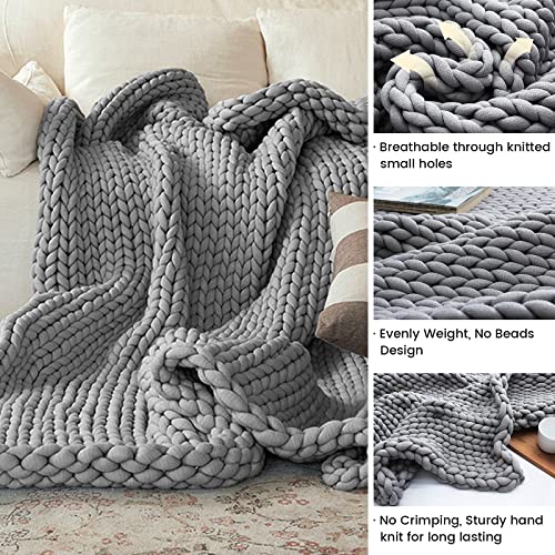 ZonLi Knitted Weighted Blanket 15 pounds (Light Grey, 48”x72”), Cooling Chunky Knit Weighted Blanket Twin Size, Handmade Cozy Home Decor for Sofa Bed | The Storepaperoomates Retail Market - Fast Affordable Shopping