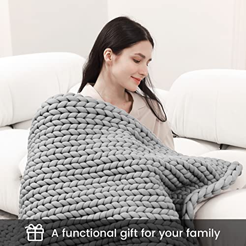 ZonLi Knitted Weighted Blanket 15 pounds (Light Grey, 48”x72”), Cooling Chunky Knit Weighted Blanket Twin Size, Handmade Cozy Home Decor for Sofa Bed | The Storepaperoomates Retail Market - Fast Affordable Shopping