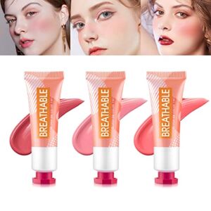 [3 Pack] LSxia Liquid Blush Makeup Gifts for Women, Natural Looking Breathable Feel Cream Blush Lightweight Blusher and Blendable Cheek Color, Cruelty-Free Face Contour Blush 10ml/Pcs (#4#5#6)