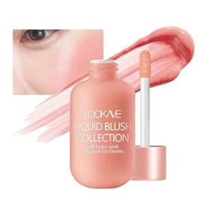 Peach Liquid Blush Makeup, Soft Pink Gel Blush, Long Lasting Cheek Blusher Makeup with Lightweight, Natural Look, Dewy Finish, Breathable Feel, Sheer Flush of Color