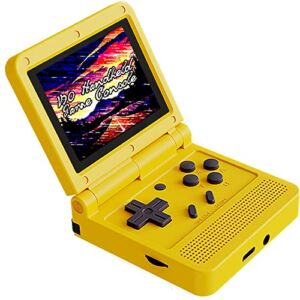 Diketigeey V90 Handheld Game Console 3 Inch IPS Screen Open Source with 16+64G TF 2000+ Games 64Bit PS1 PCE 4 Hours Battery Life Opening Linux Tony System Game Player (Yellow)