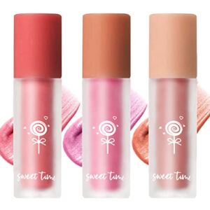 3PCS Liquid Blush Cream Blush Makeup,Natural-Looking,Long Lasting, Lightweight, Blendable, Advanced Hazy Feeling Cheek Blush Set for Women Girls