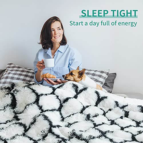 immtree Sherpa Weighted Blanket 15lbs for Adult, Fluffy Long Faux Fur Cozy Shaggy Plush Dual Sided Luxury Fuzzy Heavy Hug Blanket, Soft Bedding Blanket for Bed Sofa Couch 60 x 80 Inches, White | The Storepaperoomates Retail Market - Fast Affordable Shopping