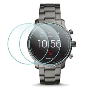 Diruite 3-Pack for Fossil Q Explorist HR Gen 4 Screen Protector Tempered Glass for Q Explorist HR Smartwatch [2.5D 9H Hardness][Anti-Scratch][Optimized Version]