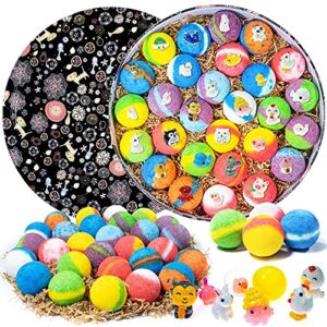 Bath Bombs for Kids, 28 Bath Bombs with Toy Inside, Gentle and Kid Safe Bubble Bath Fizzies, Birthday or Easter Gift for Girls and Boys