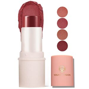 YOUNG VISION Blush Stick, Putty/Cream Makeup Blush, Multi-Use Lip And Cheek Tint, Lightweight, Matte Finish, Easy to Blend, 8054-02
