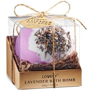 Lavender Bath Bombs for Women, Handmade Self Care Gifts for Relaxing and Relaxation Pampering Bath and Body Spa Ball, Birthday Gift Idea for Women, Men, Mom, Dad – 7oz Fizzy with Natural Lavender Oils