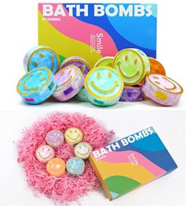 Bath Bombs Gift Set for Kids and Aldult-12 Pcs Natural Scent Smile Shape Aromatherapy Rainbow Bubble Bath by EUSEMIA with Essential Oils Body Restore for Stress Relief and Christmas Gifts for Women
