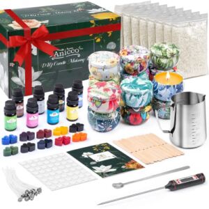 Anicco Candle Making Kit,Contains Soy Wax, Exquisite Jars,DIY Candle Making Kit for Beginners, Children and Adults, Perfect Gifts for Friends and Family