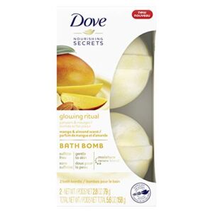 Dove Nourishing Secrets Bath Bombs Scented to Pamper & Indulge Mango & Almond Bath Bomb Set Leaves Skin Feeling Soft & Smooth 2.8 Oz 2 Count