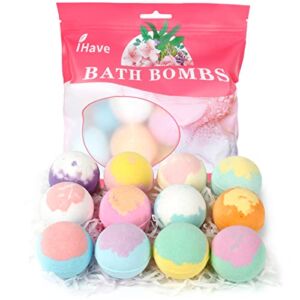 iHave Bath Bombs for Women, 12 Small Bath Bomb Bubble Bath Set Spa Gifts for Women, Natural Handmade Bath Bombs Rich in Essential Oils, Romantic Gifts for Her