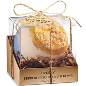 Christmas Gifts for Mom Who Has Everything, Ferrero Rocher Bath Bomb, Extra Large Luxury Bath Bombs, Handmade Birthday Gifts for Women, Spa Bubble Bath Ball with Coarse Sea Salt, Shea, Coco Butter