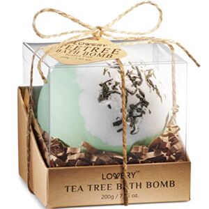 Christmas Tea Tree Bath Bomb, Natural Hand Crafted Luxury Fizzy Spa Bombs, Birthday Gifts for Women & Men, 7oz Aromatherapy Stress Relief, Self Care Relaxation Bath Gifts for Women, Mom, Shower